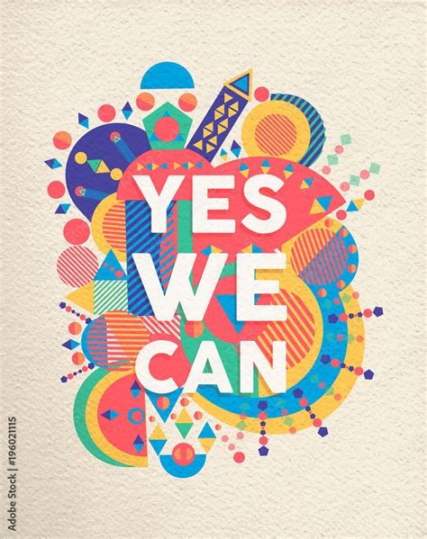 Yes We can positive art motivation quote poster Stock Vector | Adobe Stock