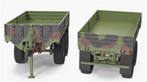 3D Military Drop Side Cargo Trailer M1095 Camouflage model - TurboSquid 1771852