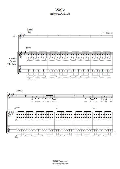 Walk (Rhythm Guitar) (Foo Fighters) - Guitar Tabs and Sheet Music