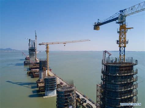 Meizhou Bay cross-sea bridge of Fuzhou-Xiamen high-speed railway under construction - Global Times