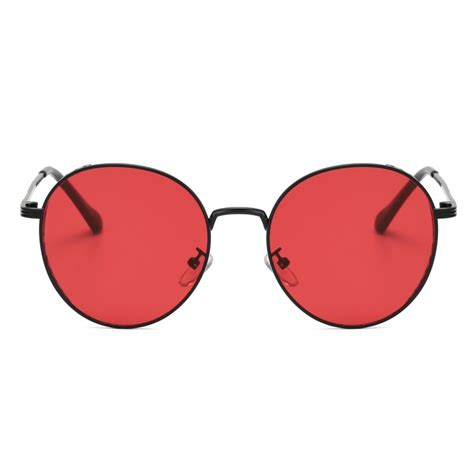 Round sunglasses red lens steampunk - Super X Studio