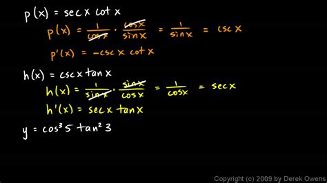 Calculus 3.08d - Trig Derivative Examples - YouTube