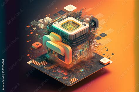 CPU chipset on a motherboard - Digital Art Design, unique illustration concept | Generative AI ...