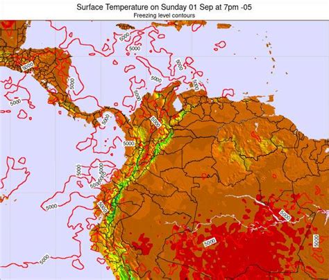 Colombia Surface Temperature on Thursday 02 Sep at 1am COT