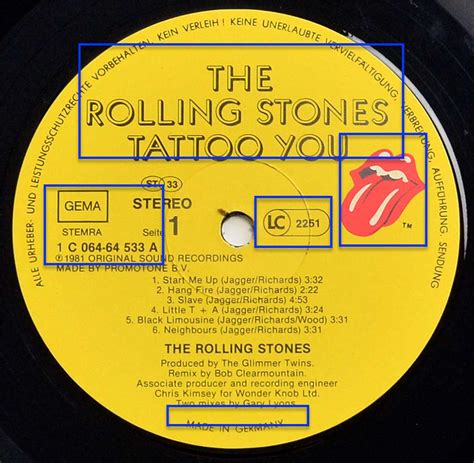 ROLLING STONES Tattoo You Album Cover Gallery & 12" Vinyl LP ...