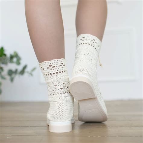 Crochet summer boots Knit boots Womens lace up boots Summer - Inspire ...