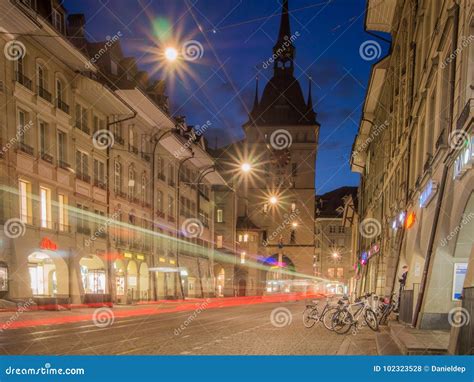 Night Shot of Clock Tower in Bern Editorial Stock Photo - Image of ...