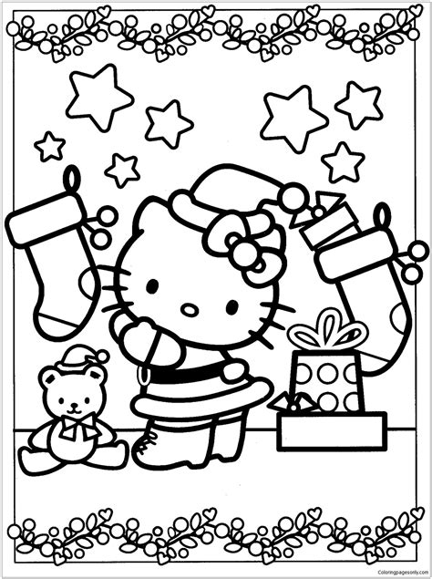 Hello Kitty Christmas 4 Coloring Page - Free Printable Coloring Pages