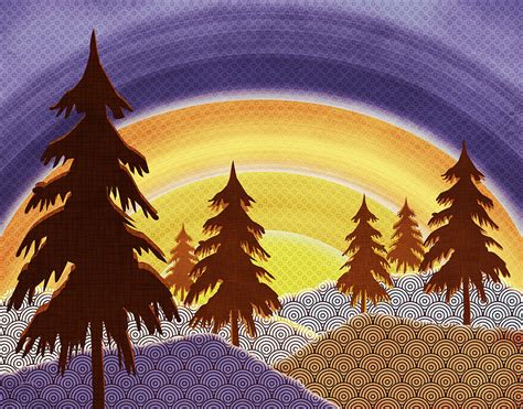 Pine Forest Sunset Digital Art by Shawna Rowe | Fine Art America