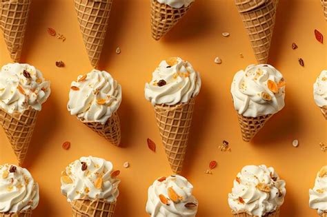 Premium AI Image | Incorporate a variety of waffle cones with different ...