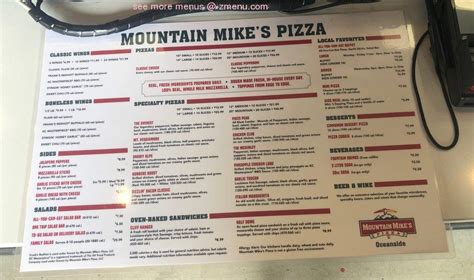 Online Menu of Mountain Mike’s Pizza Restaurant, Oceanside, California ...