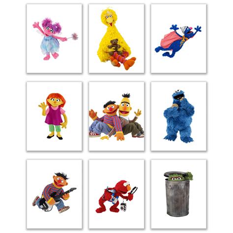 Buy Sesame Street Art Prints - Set of Nine (8 x 10 inches) Photos - Grover Bert Ernie Big Bird ...