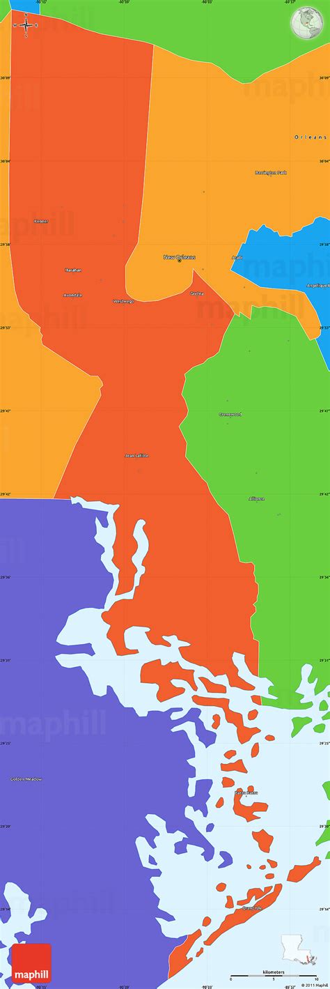 Political Simple Map of Jefferson Parish