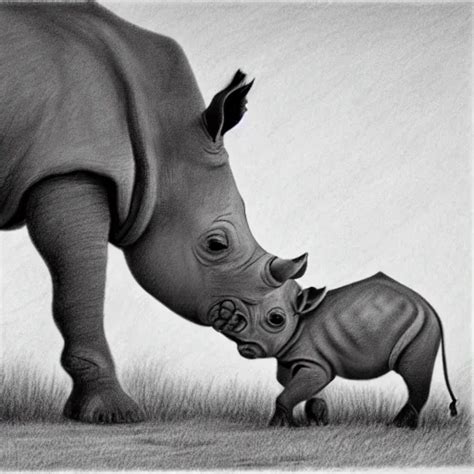 pencil drawing of an orphaned baby rhino in the | Stable Diffusion | OpenArt