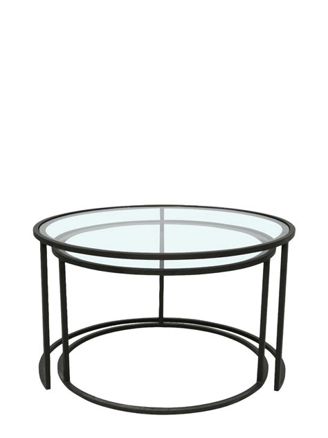 Milan Set of 2 Round Coffee Table Glass / Black – Home Gallery