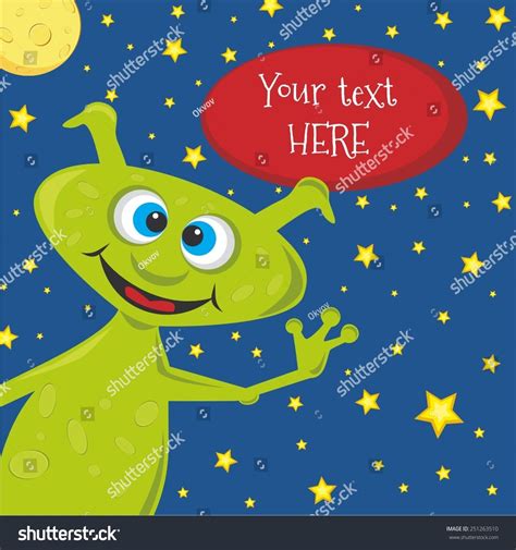 Happy Birthday Invitation Cute Alien Card Stock Vector (Royalty Free) 251263510 | Shutterstock