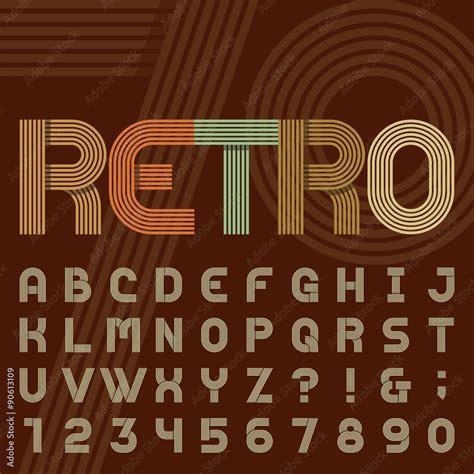 Vettoriale Stock Retro style stripe alphabet vector font. Sans serif ...