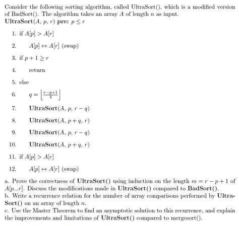 Consider the following sorting algorithm, called | Chegg.com