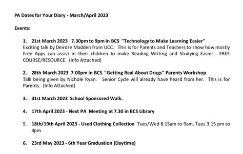 Parents Association Events — Ballincollig CS