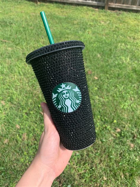 Black Rhinestone Starbucks 24 oz Reusable Cold Cup. This is a Starbucks ...