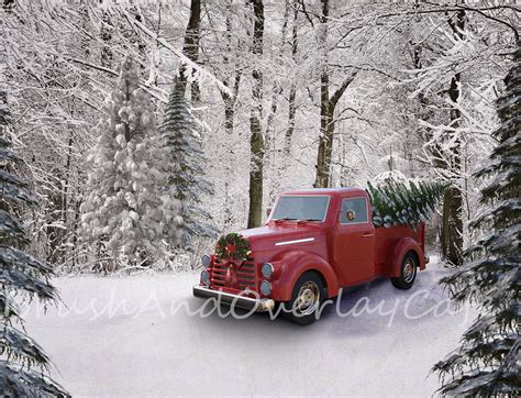 Vintage/Antique Red Truck Old Fashioned Christmas Digital | Etsy ...