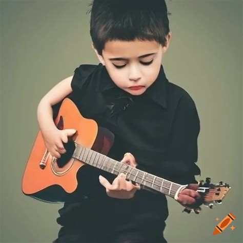 A boy play a guitar on Craiyon