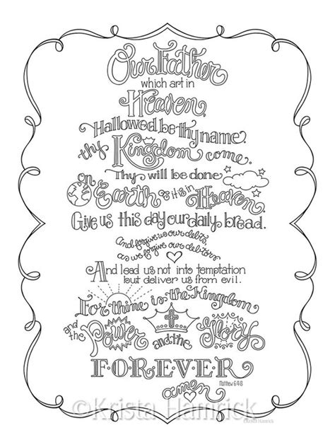 The Lord's Prayer Coloring Page in Three Sizes: 8.5X11 - Etsy