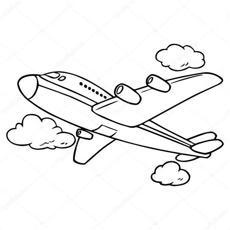 Cartoon Airplane Black And White Clipart