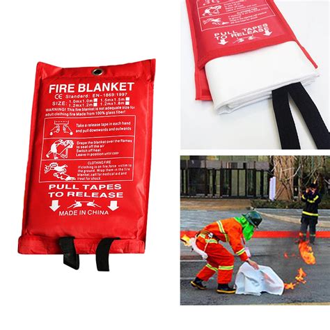 1.2m X 1.8m Fire Blanket Emergency Survival Escape Blanket Fiberglass Flame Retardant Safety ...