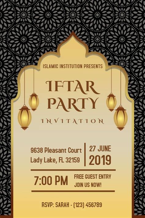 Ramadan iftar party invitation poster template - black | Iftar party ...