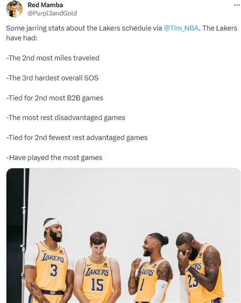 Some jarring stats about the Lakers schedule thus far: : r/lakers