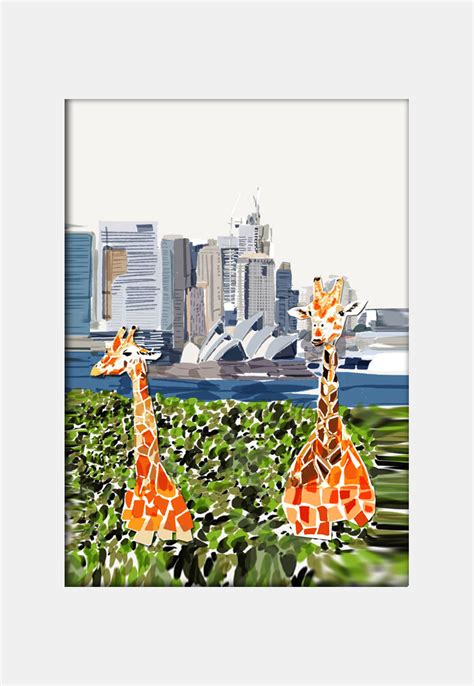 Print (Iconic) - Sydney Taronga Zoo Giraffes - SketchMill