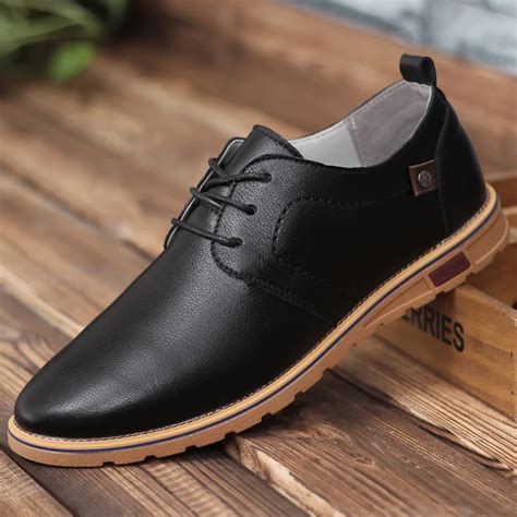 2018 New Men Casual Shoes Fashion Low Lace Up Mens Shoes Leather ...