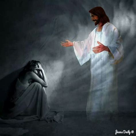 Prophetic Art painting of Jesus reaching out to woman in despair. He Is ...