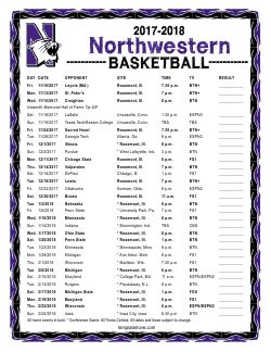 Printable 2017-2018 Northwestern Wildcats Basketball Schedule