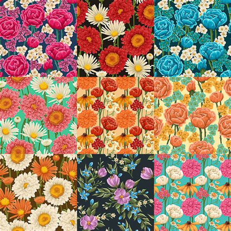 Floral seamless patterns vector – Free Download | VectorPicFree