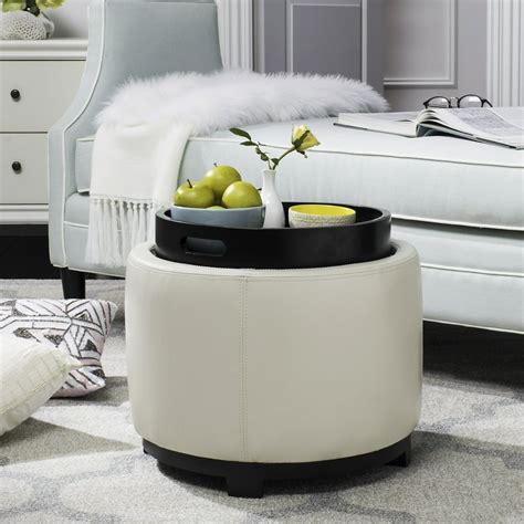 Safavieh Round Modern Glam Storage Tray Ottoman - Walmart.com - Walmart.com