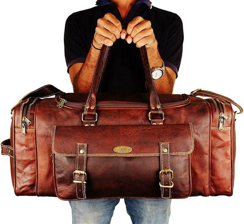 Full Grain Leather Duffel Bag Weekender Travel Carry-on Leather Bag ...