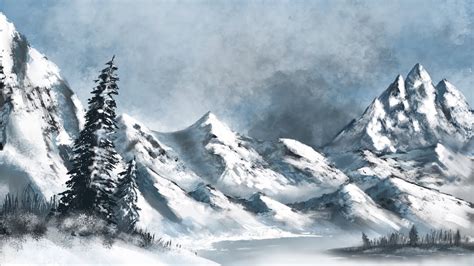 PROCREATE IPAD PRO LANDSCAPE DRAWING - How i draw with iPad Pro Snowy Mountains - YouTube