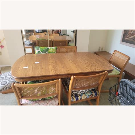 Oak Dining Set with 6 Chairs - AptDeco