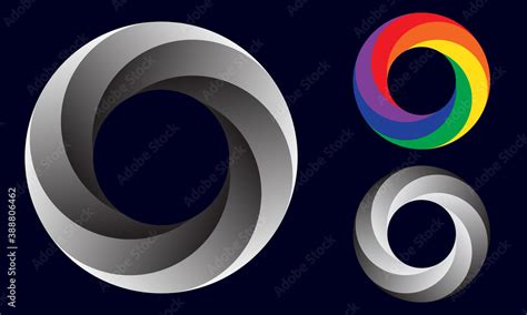 6 segments circle with gradient. Art metallic circle logo or icon ...