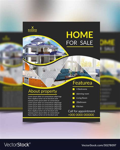 Real estate flyer design template Royalty Free Vector Image