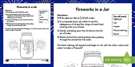 Fireworks in a Jar Science Experiment for K-2nd Grade