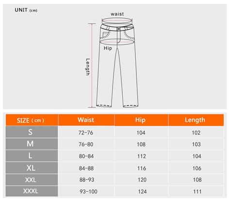 Rawik Snow Pants Size Chart