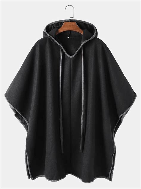 Mens Sleevless Oversized Casual Black Hooded Cloak Cape Coats | Manteau ...