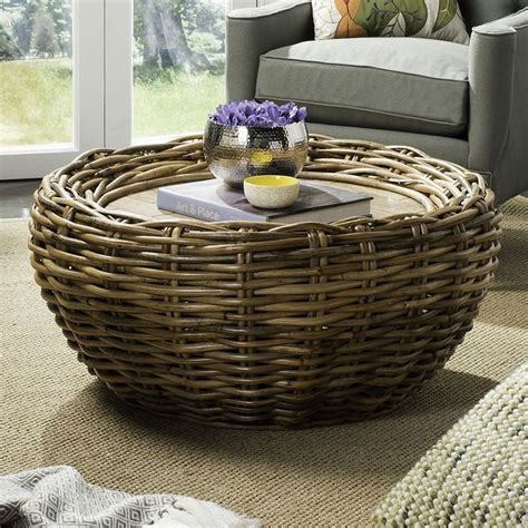 Safavieh Round Wicker Coffee Table, Grey Other | Wicker coffee table, Coffee table, Coffee table ...