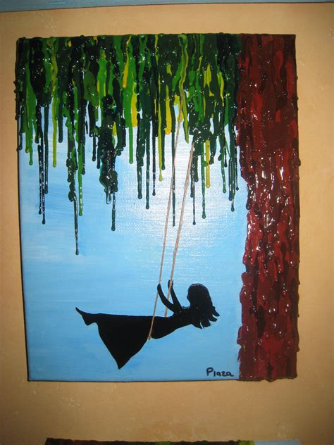 Handmade - Girl Swinging - melted crayon on acrylic | CraftKraze Creations | Pinterest | Crayon ...