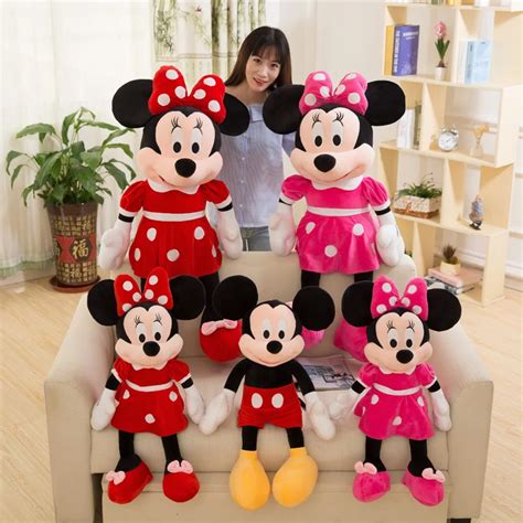 80cm 3 Colors Mice Mickey Mouse Minnie Mouse Plush Toy Soft Mickey Mouse Doll Red Minnie Doll ...