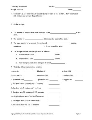 Isotope Notation Worksheet - Fill and Sign Printable Template Online