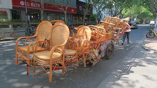 Fushun Road | Wicker chairs on cart pulled by worker on foot… | Flickr